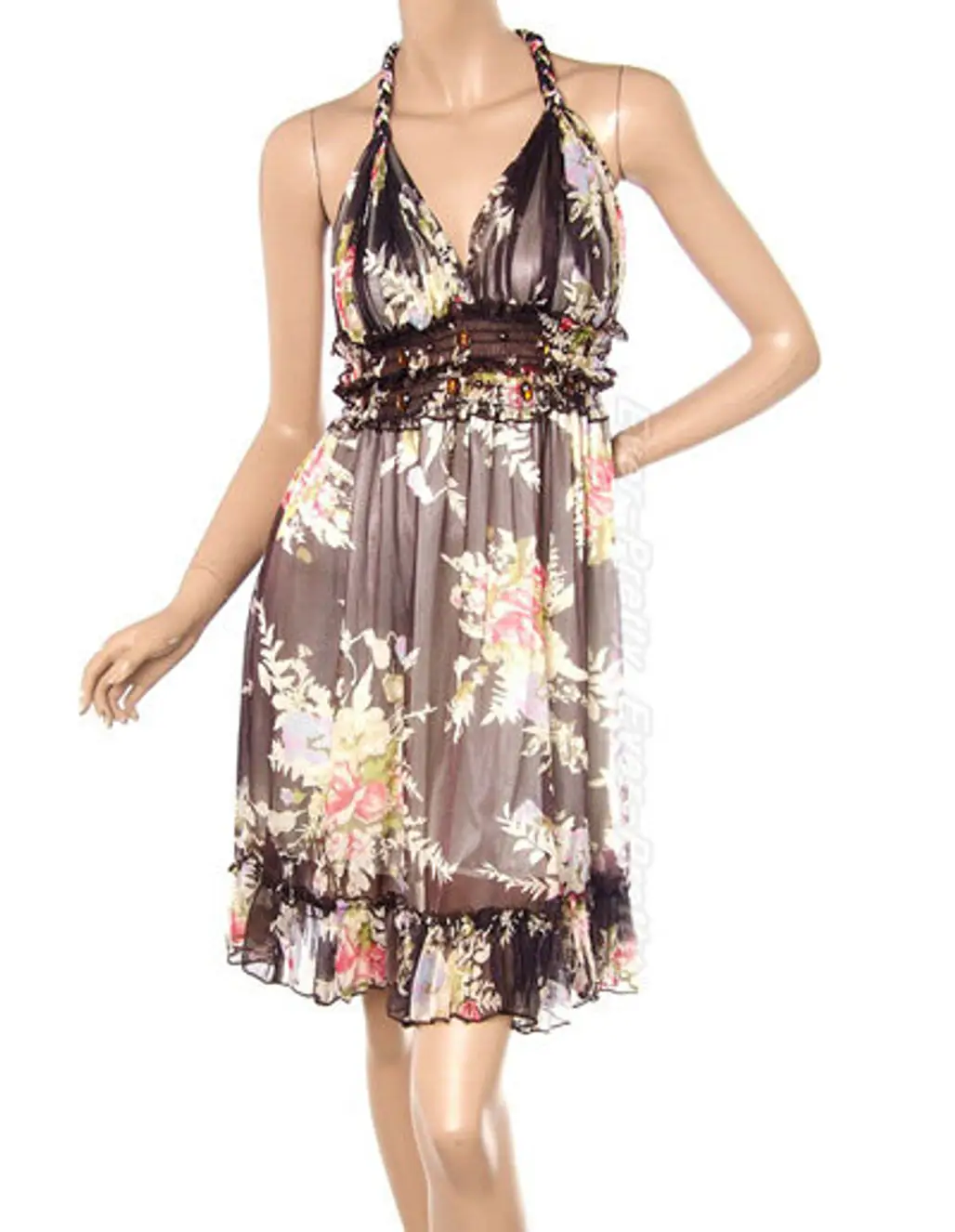 NWT Chic V-shape Flower Print Summer Dress