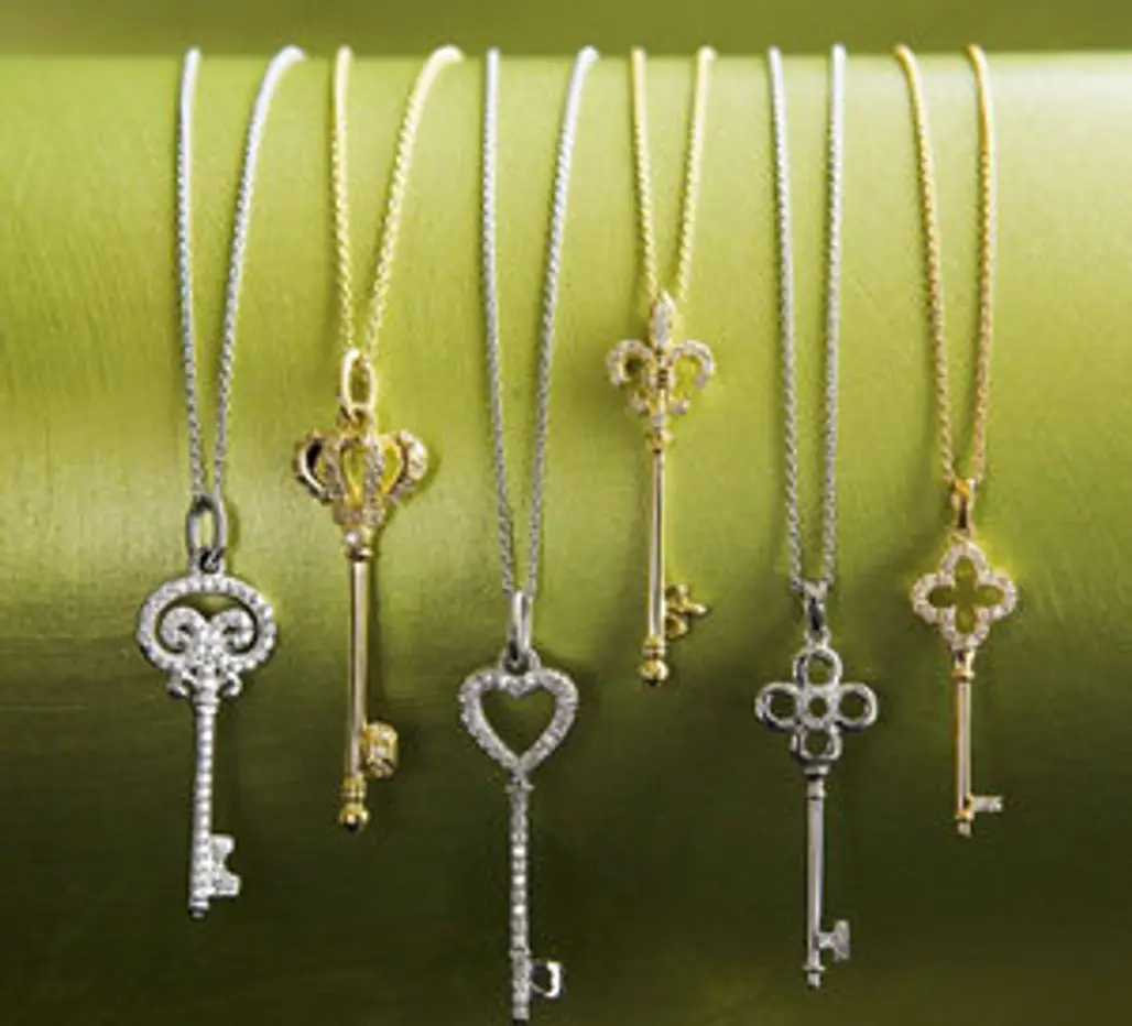 Diamond Crown Key Pendant Necklaces
