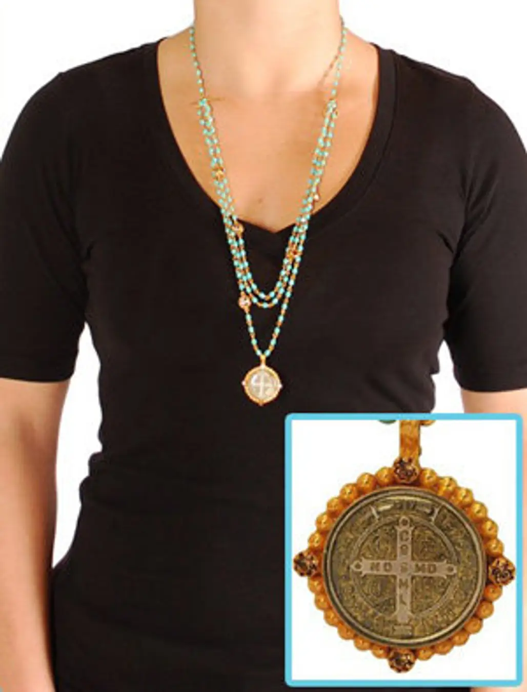 Virgins, Saints & Angels San Benito Magdalena Necklace Gold/Turquoise