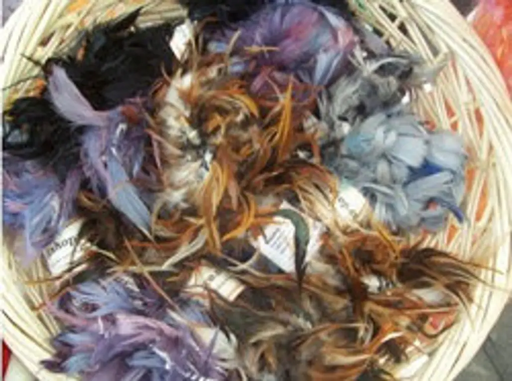 Silk Yarn with Feathers