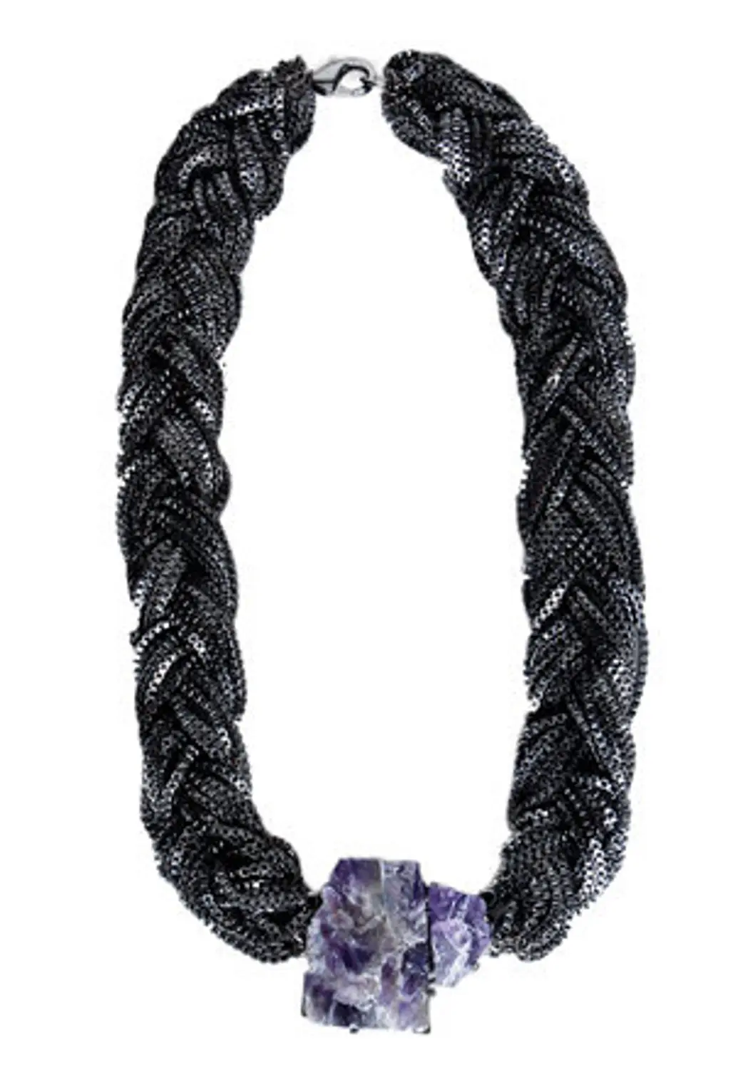 Silver Braided Rock Necklace