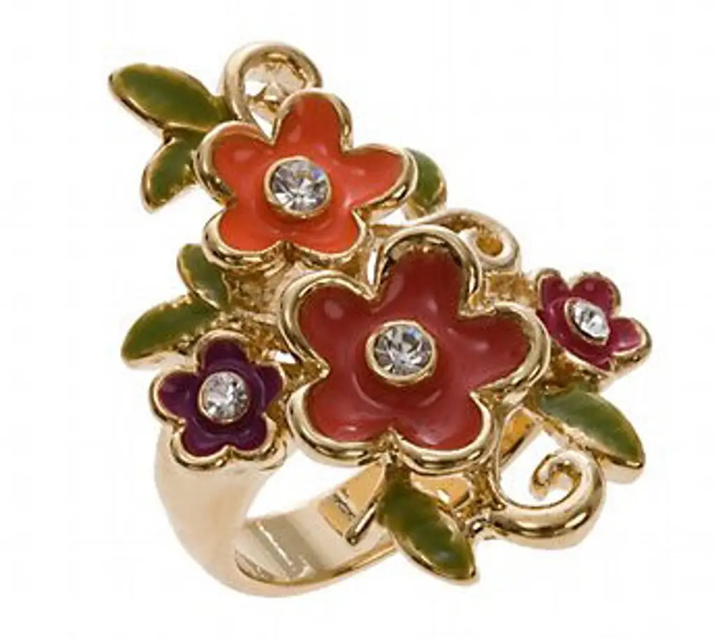 Guess Multi-colored Enamel Flower Ring