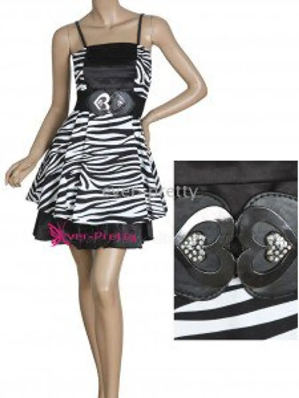 Cute Zebra Print Black Belt Mini Dress