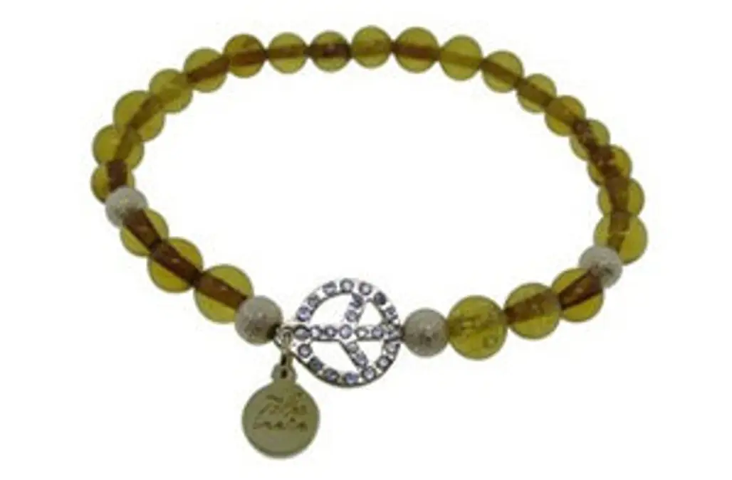 Glass Pearl Bracelet with Peace Sign