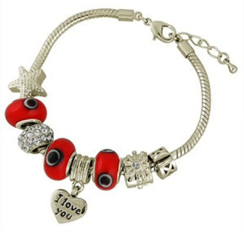 Pandora Style "I Love You" Bracelet in Red