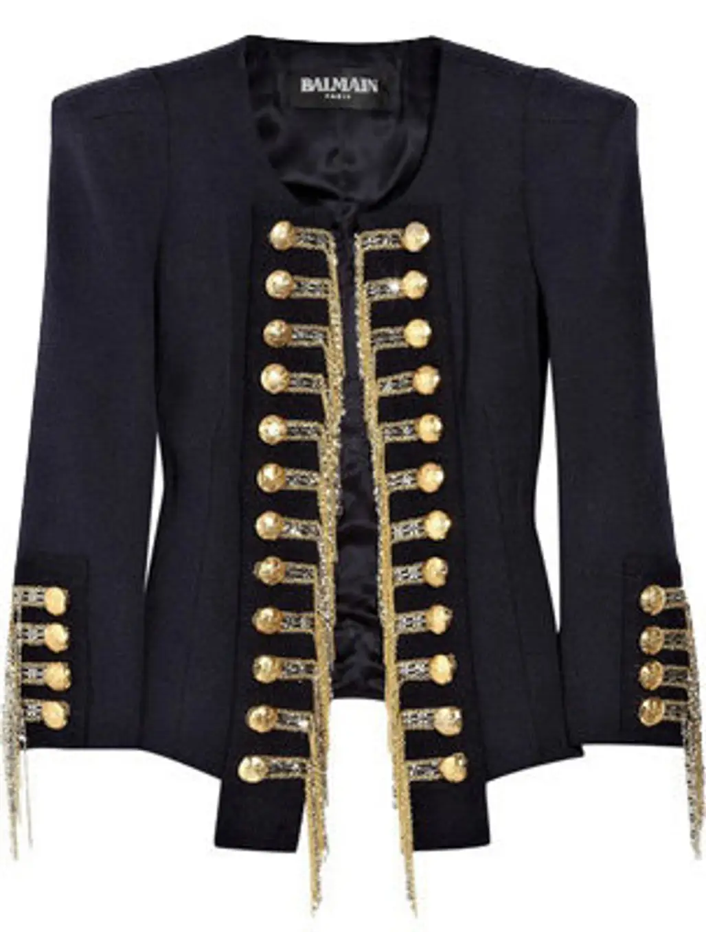 Silk Blend Tweed Military Jacket