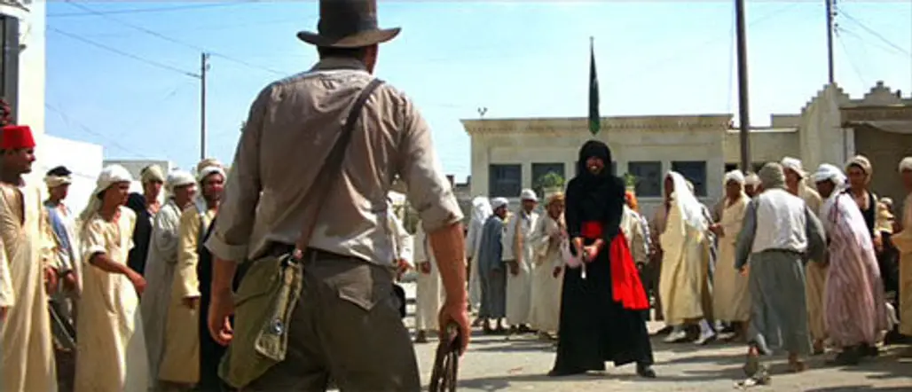 Indiana Jones and the Swordsman in “Raiders of the Lost Ark”