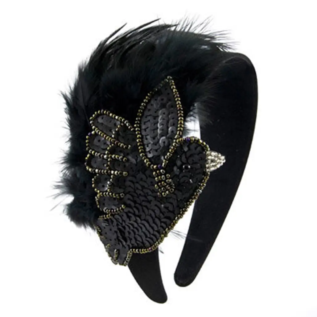 Erin's Bird and Feather Headband- Black