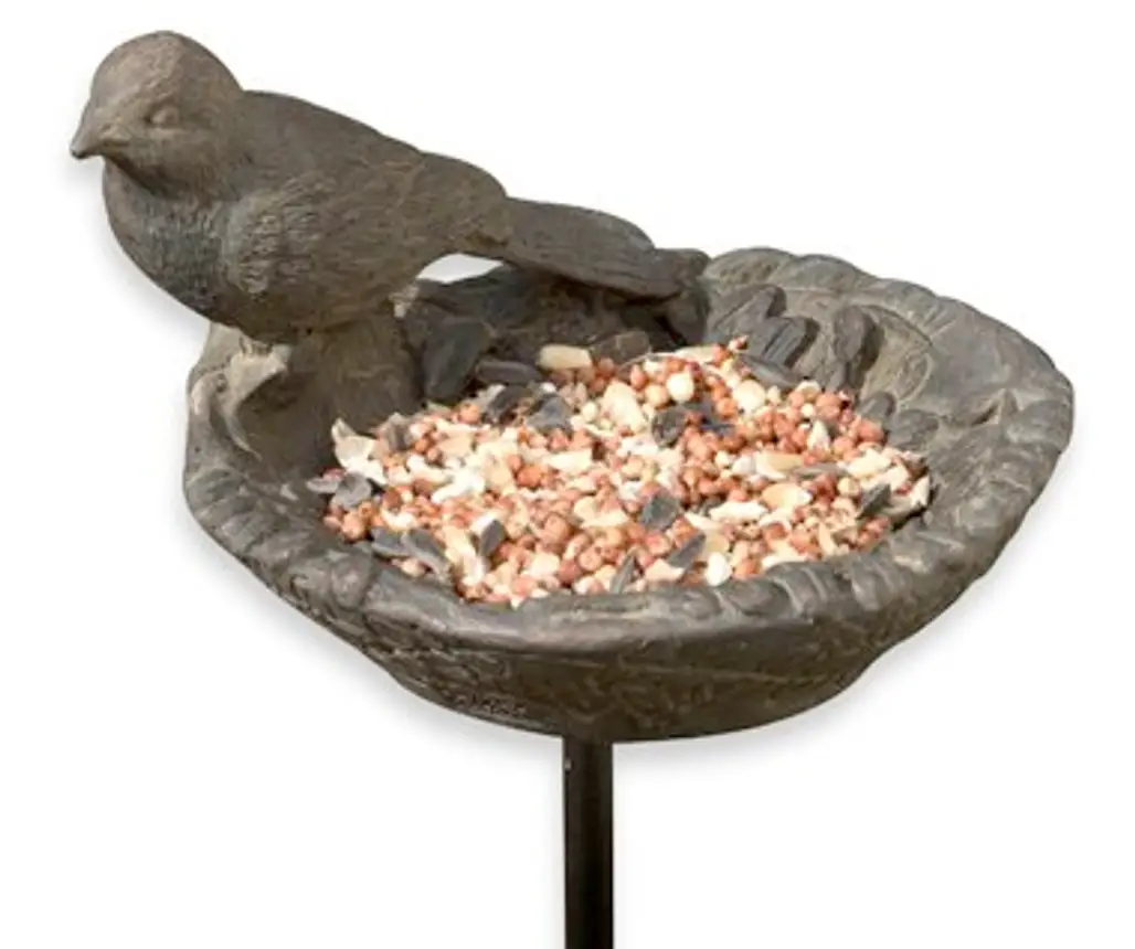 Boxwood and Song Sparrow Stake Feeder