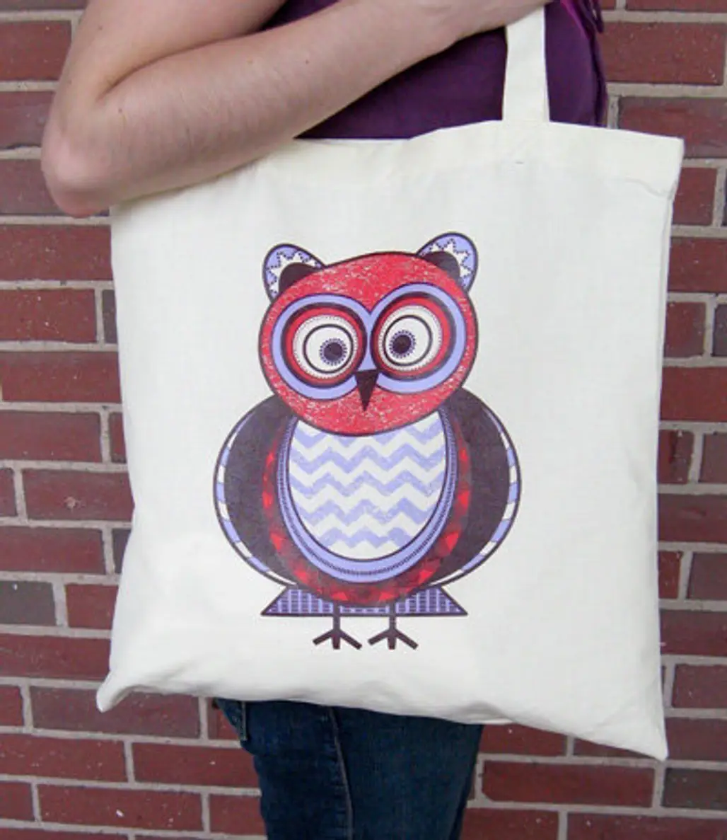 Hand-printed Owl **B**ag
