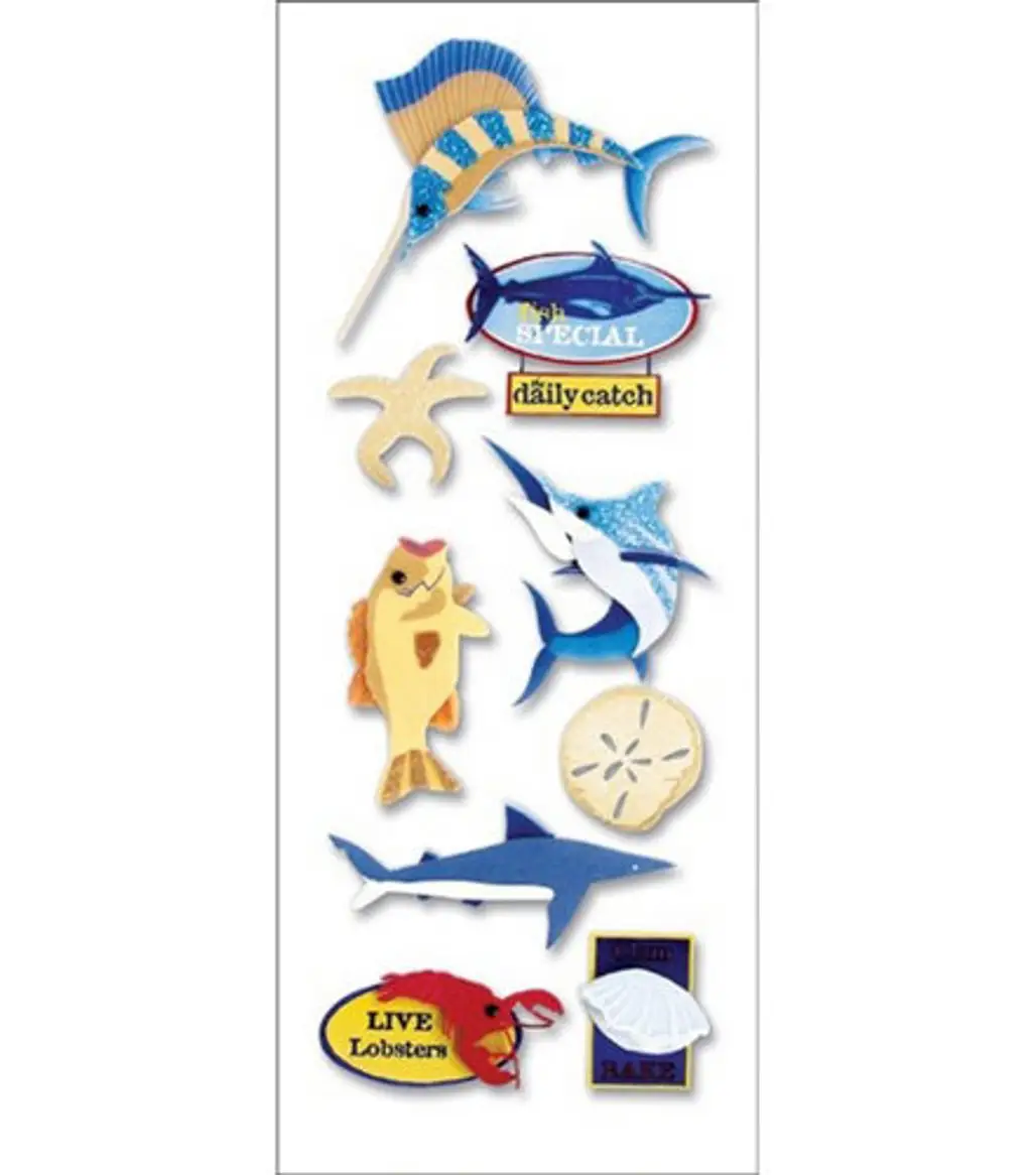 A Touch of Jolee's a Day at the Beach Dimensional Stickers - Sealife North