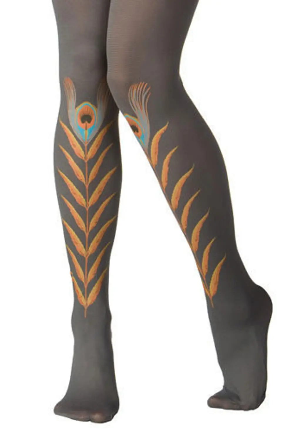 Grey Peacock Feather Tights