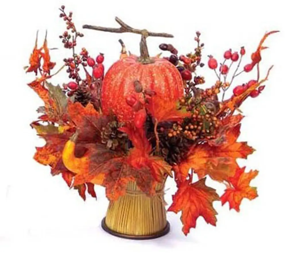 Wheat Sheaf, Pumpkin, and Maple Leaves Centerpiece