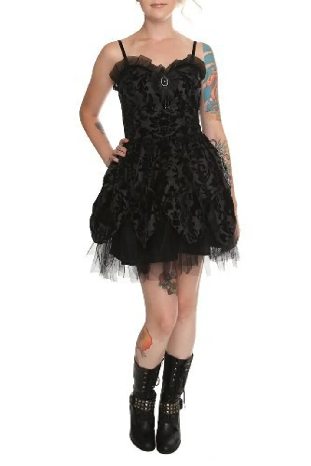Black Velveteen Satin Dress