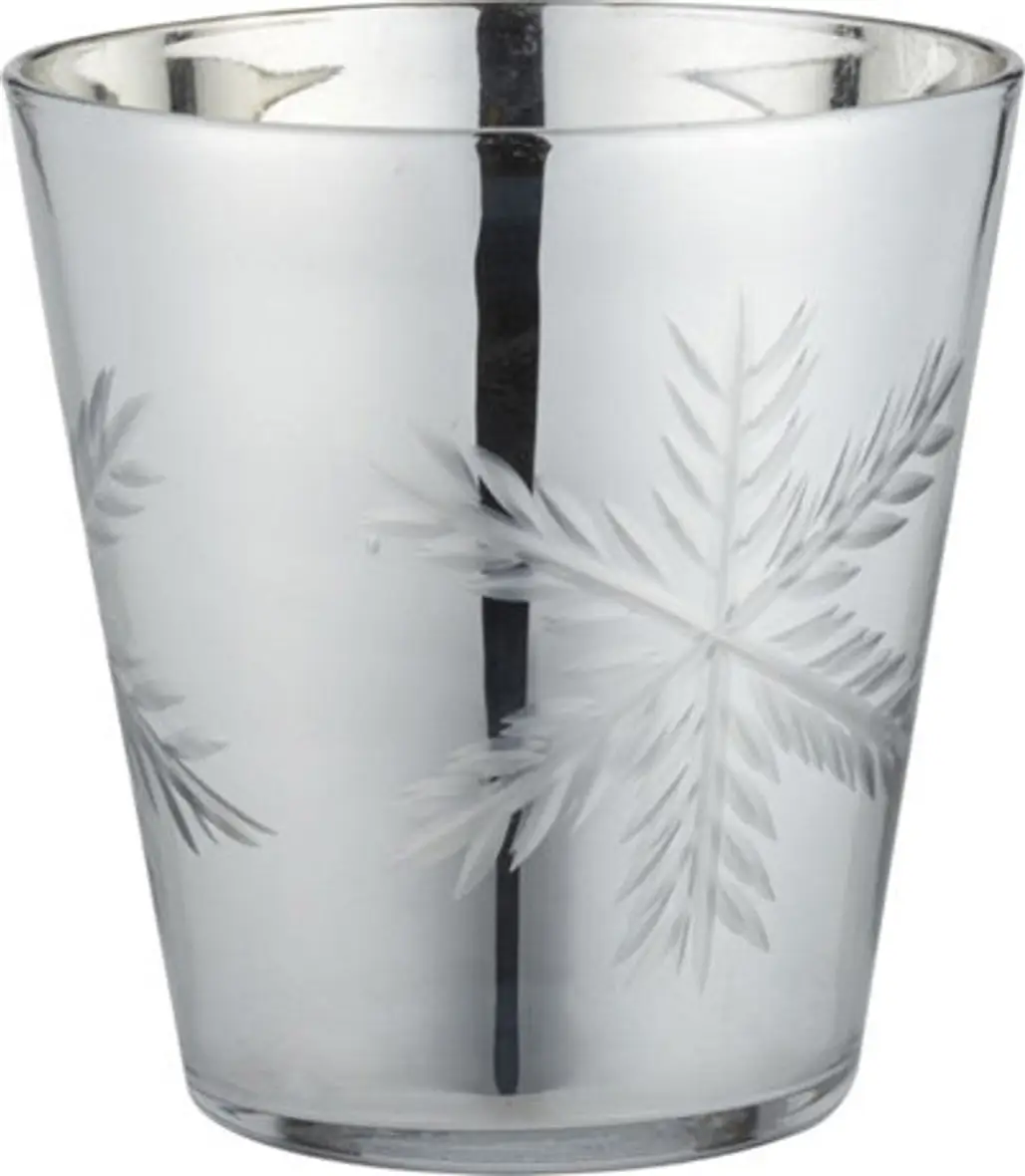 Crate & Barrel Luster Glass Snowflake Candleholder