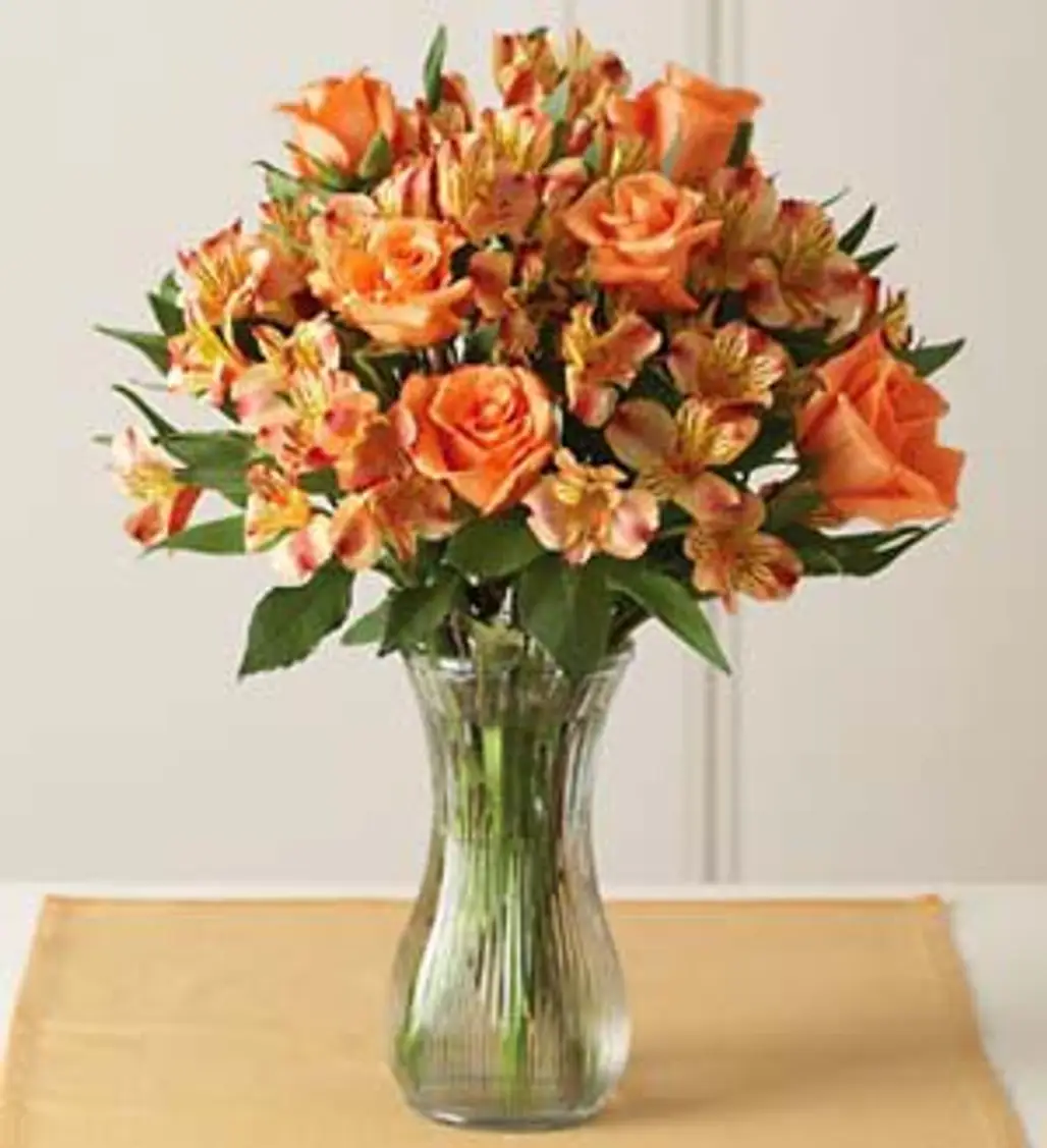 Orange Rose & Peruvian Lily Bouquet