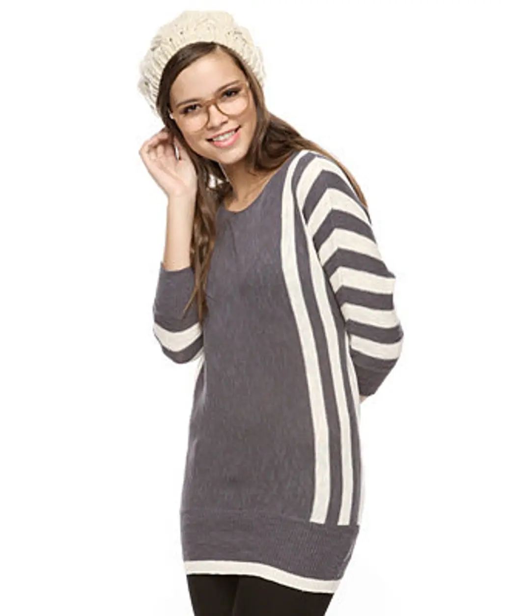 Striped ¾ Sleeve Sweater