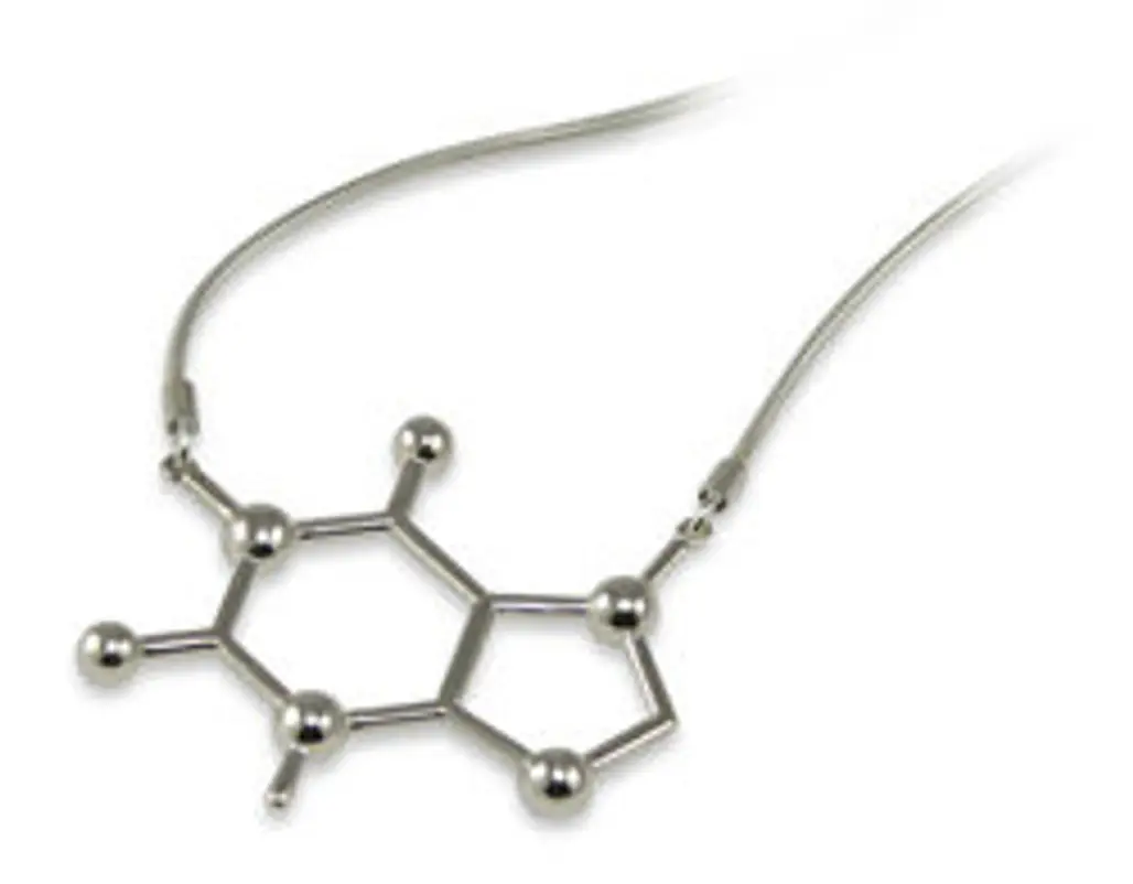 Caffeine Molecule Silver Necklace