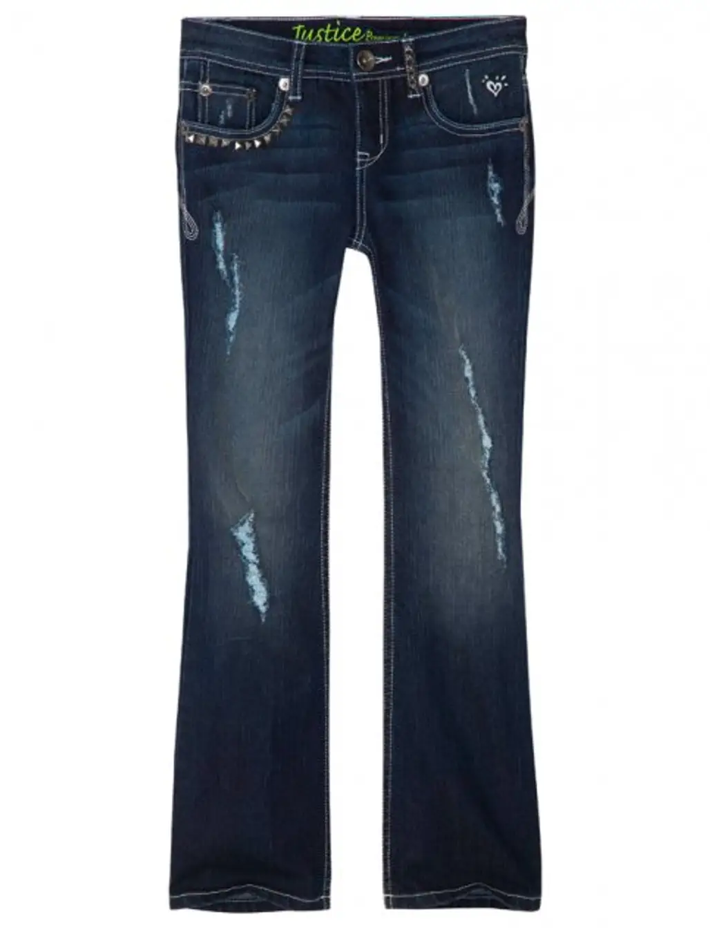 Justice for Girls Pyramid Stud Destroyed Boot Cut Jean