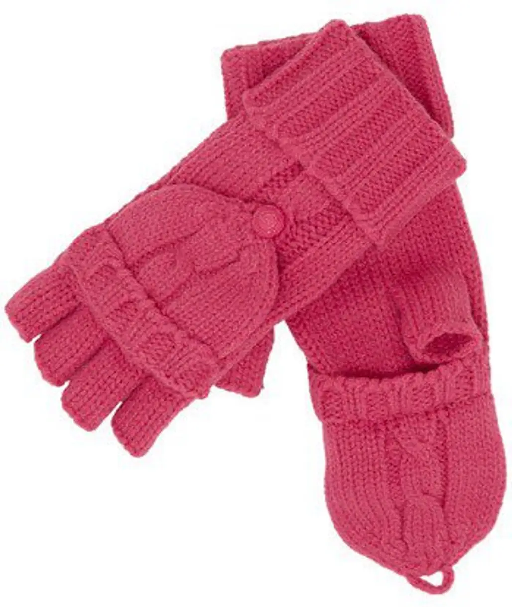 Under the Cable Knit Gloves in Pink