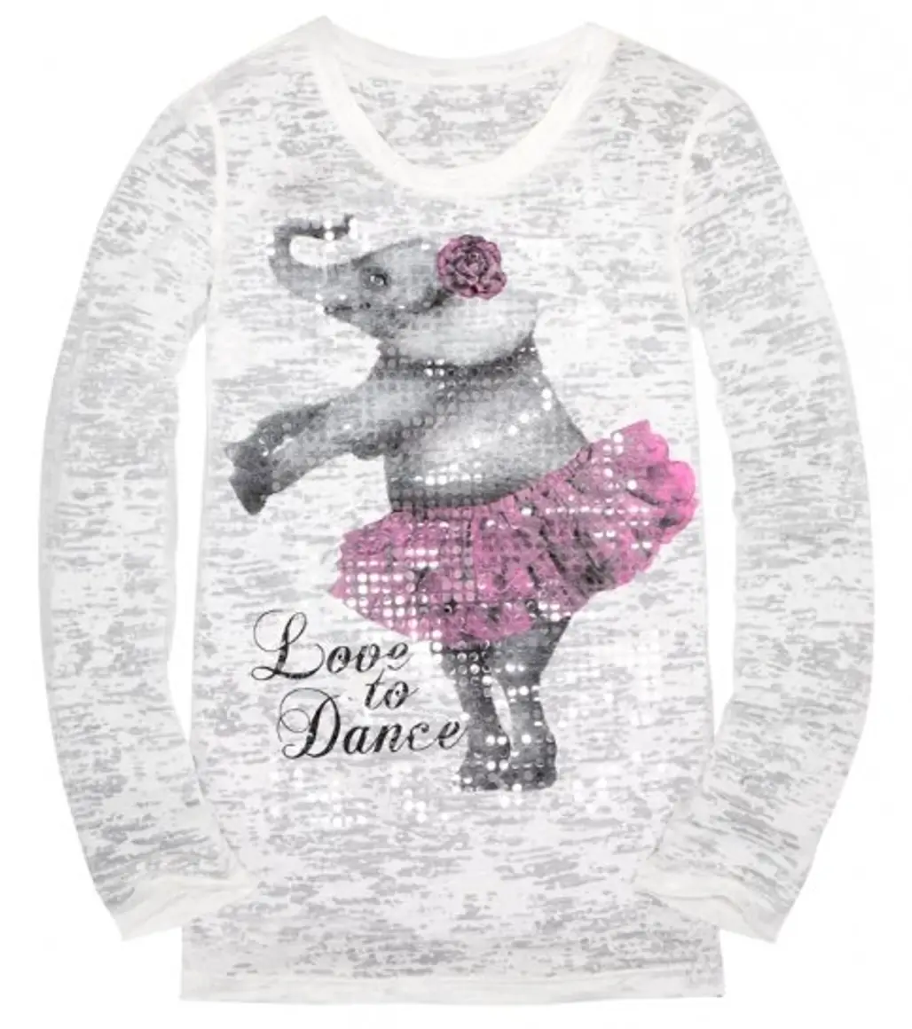 Justice for Girls Dancing Elephant Burnout Tee