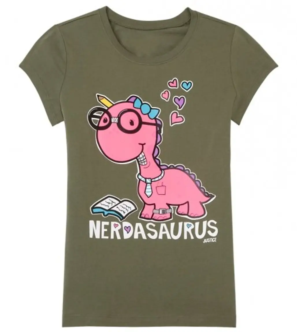 Justice for Girls Nerdasaurus Dinosaur Tee