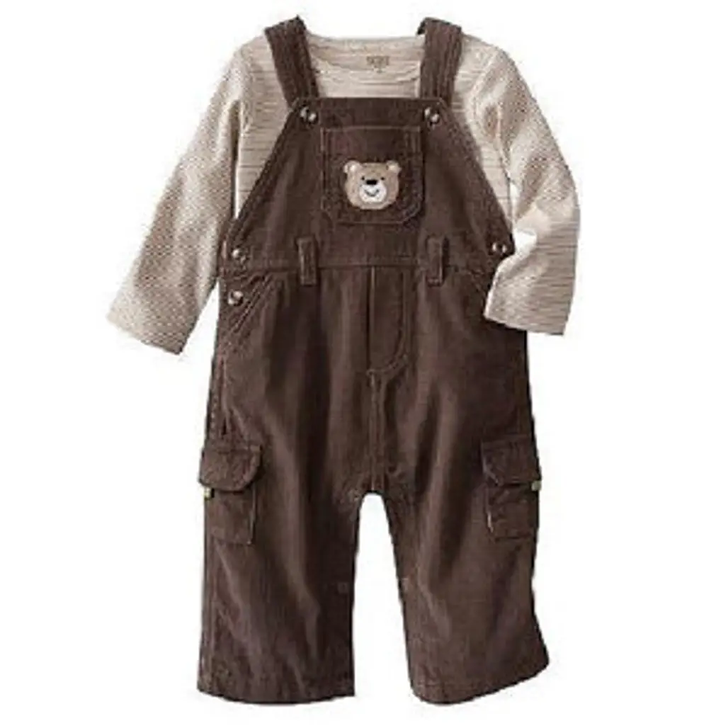 Carter's Boys Brown Corduroy Overall with Striped Top