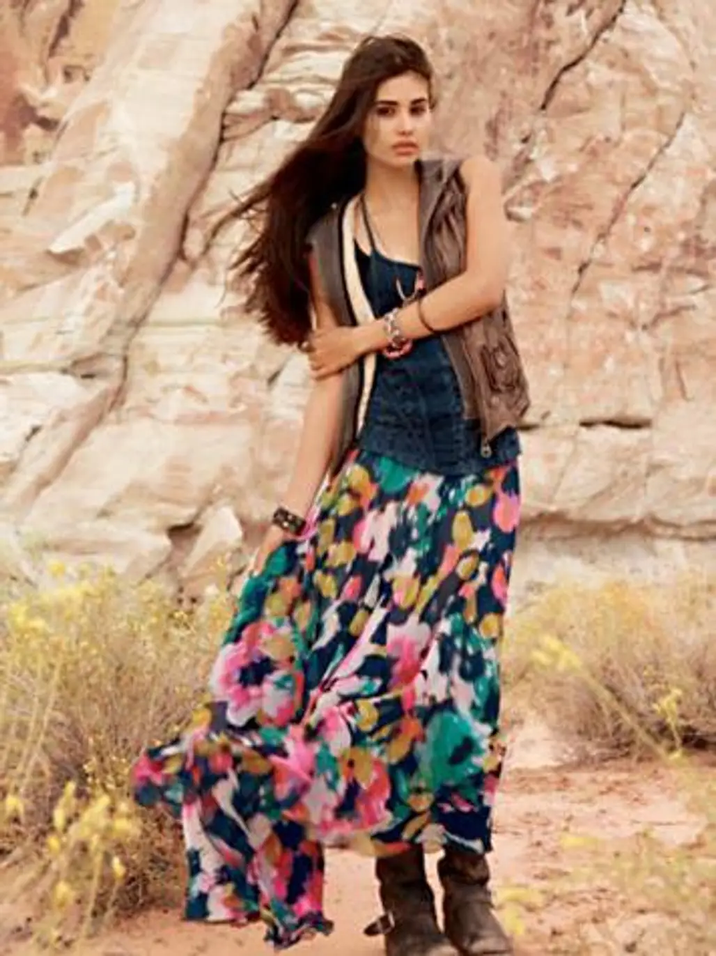 Free People FP-1 Desert Florals Maxi Skirt