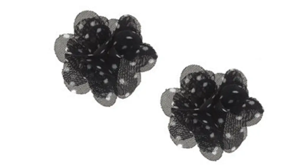 Polka Dot Chiffon Flower Stud Earrings