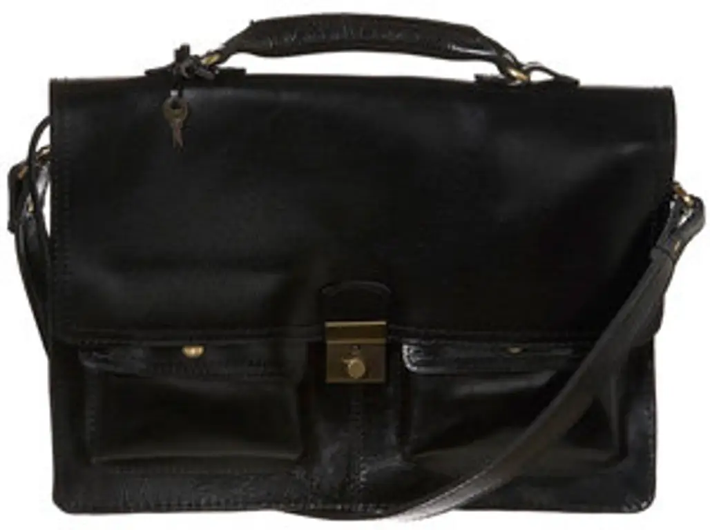 Topman Black Leather Briefcase