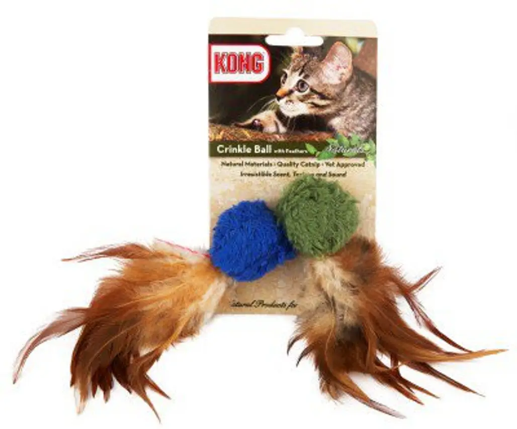 KONG Naturals Crinkle Ball with Feathers