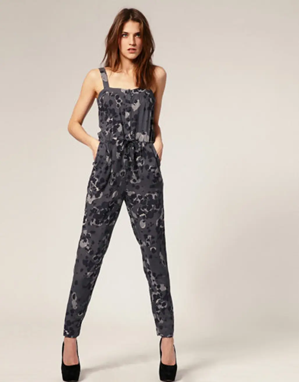 Blurred Animal Print Jumpsuit by Warehouse