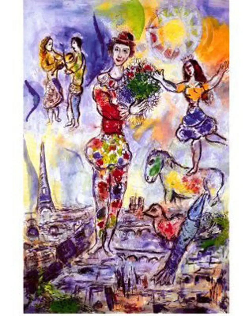 On the Roof of Paris Art Poster Print by Marc Chagall