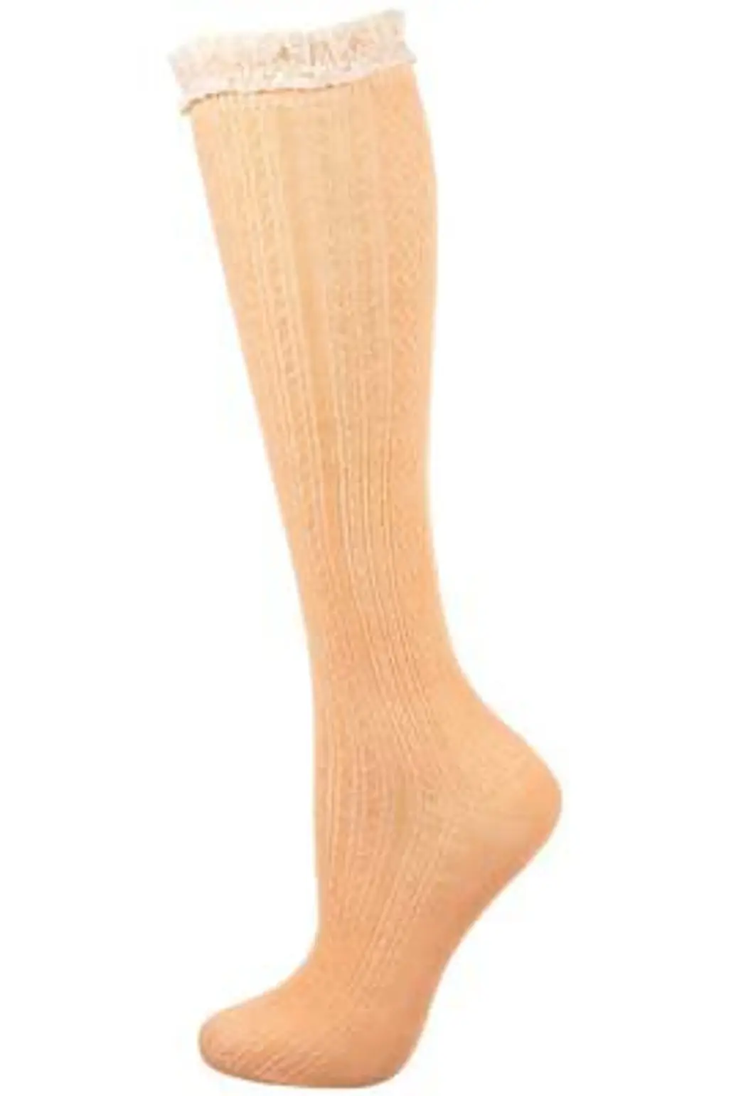 Topshop Peach Lace Trim Knee Socks