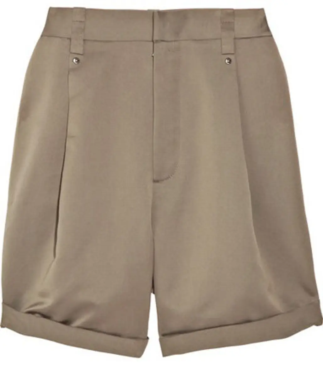 Chloé Cotton and Silk-Blend High Waisted Shorts