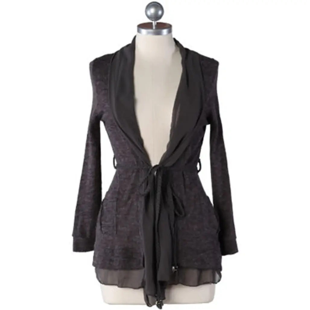 Flying Solo Charcoal Belted Cardi