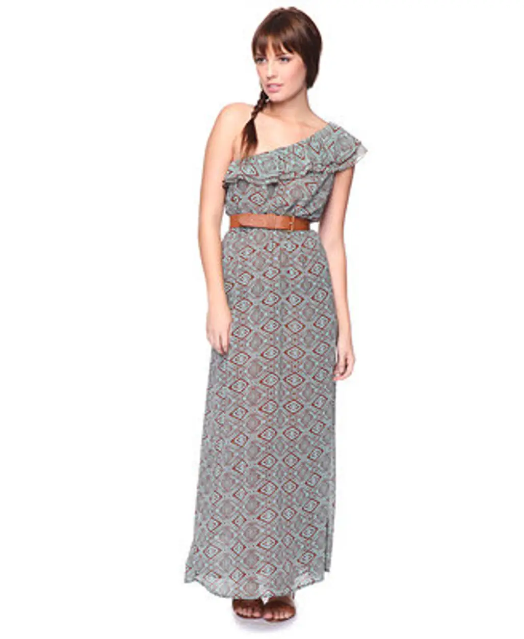 Tribal One-Shoulder Maxi Dress