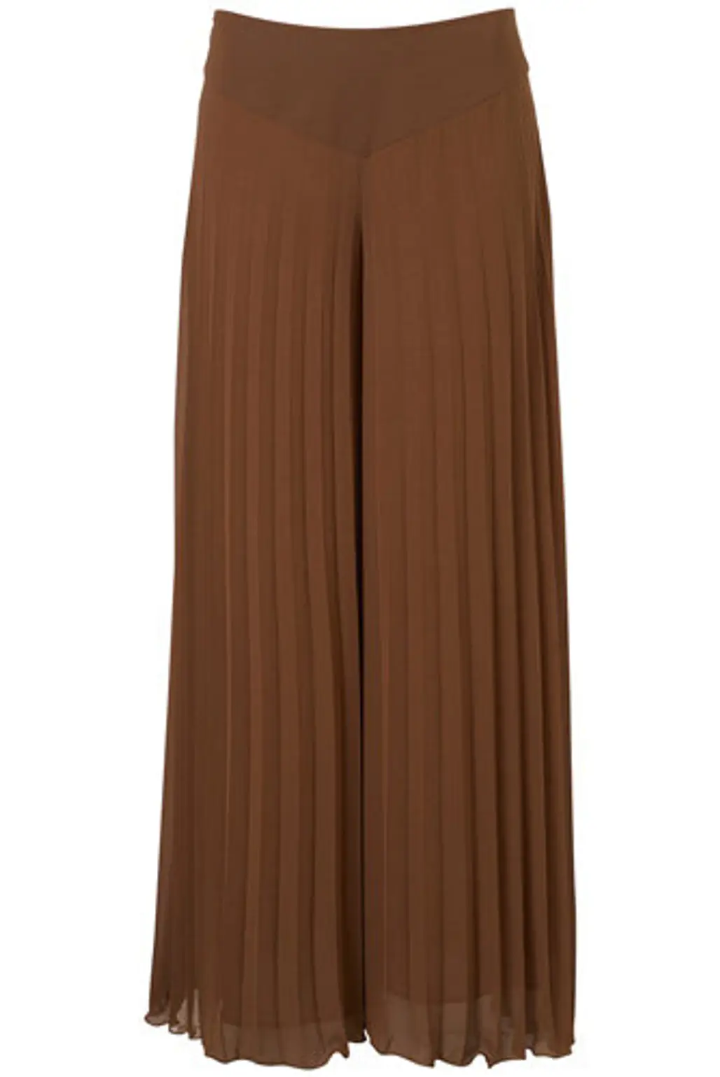 Topshop Brown Pleated Extreme Wide Leg Trousers