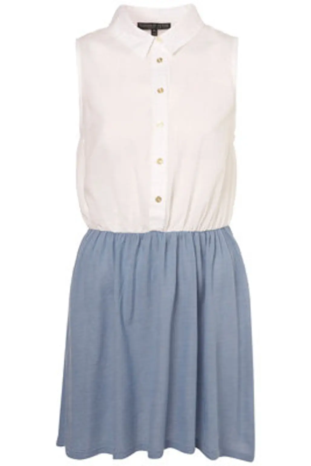 Topshop Petite White Sleeveless Shirt Dress