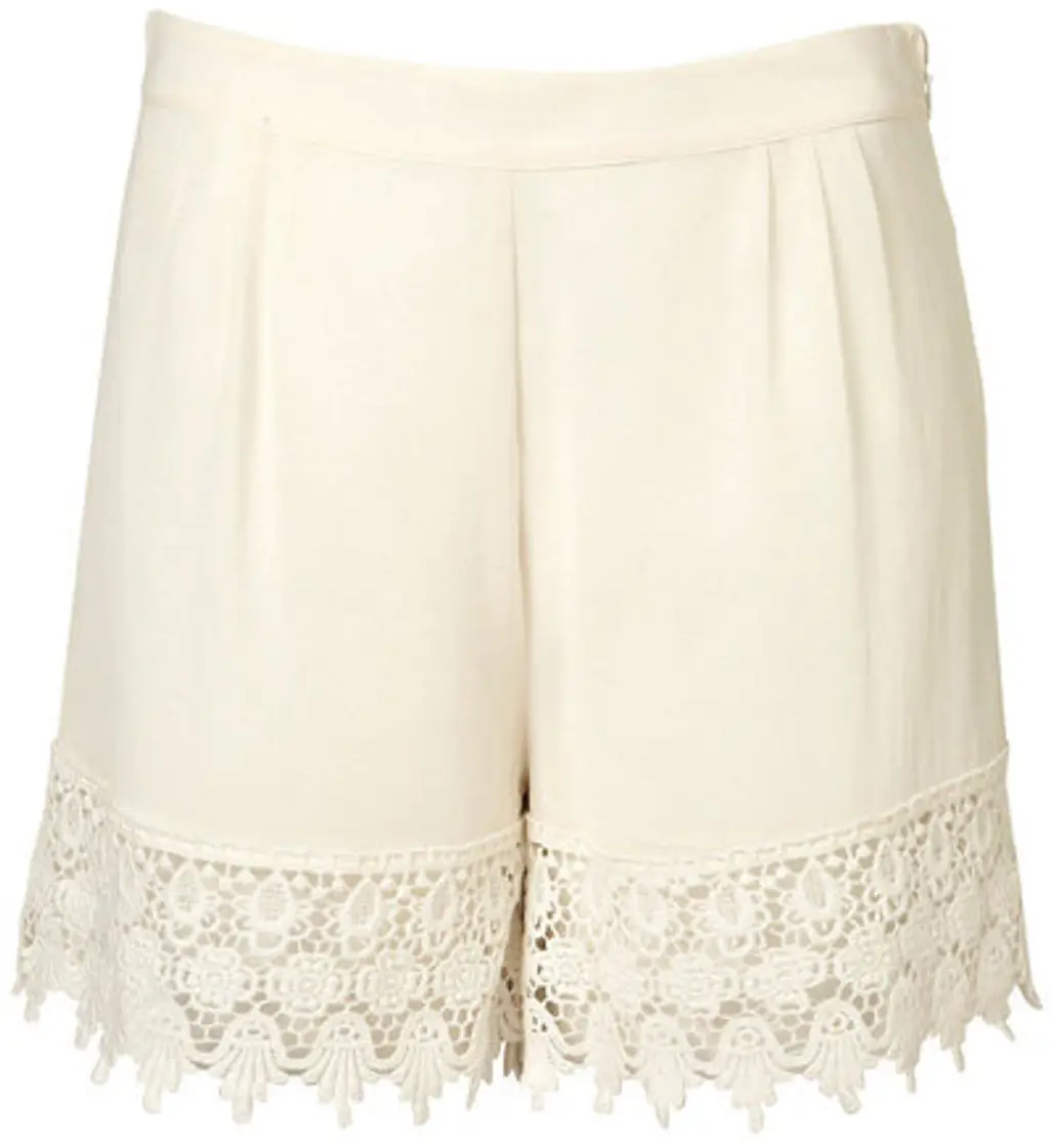 Topshop Premium White Lace Hem Shorts