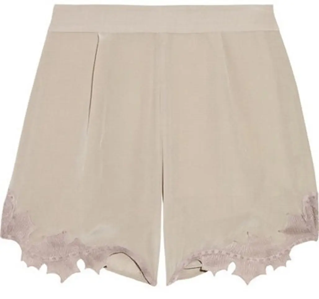 Emma Cook Lace-Trimmed Silk Georgette Shorts