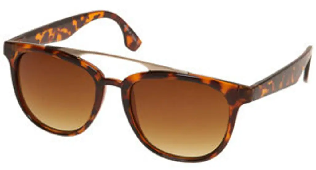 Topshop Tortoiseshell Metal Brow Flat Top Sunglasses