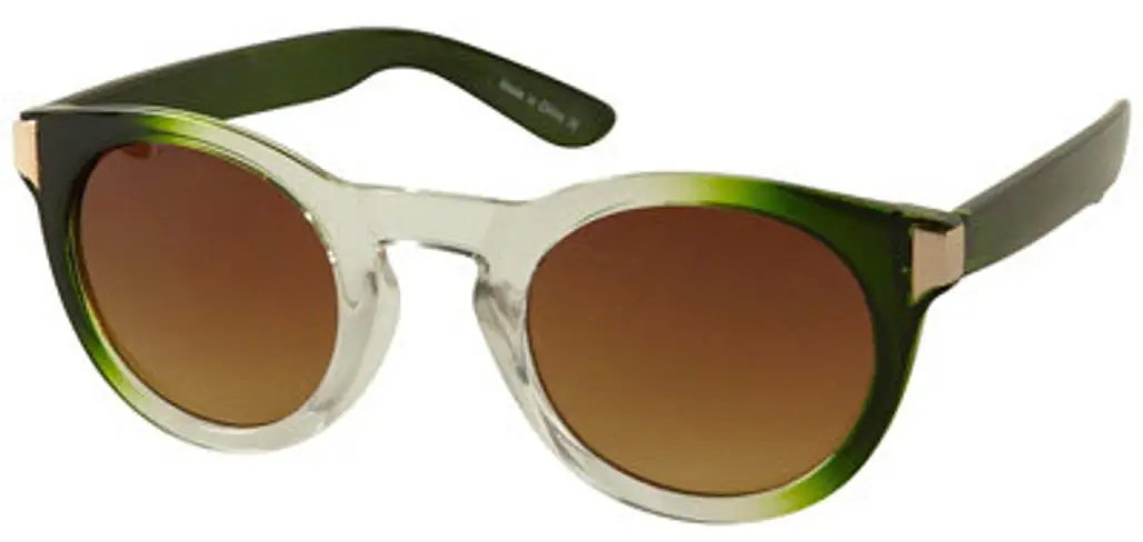 Topshop Green Chunky round Curved Sunglasses