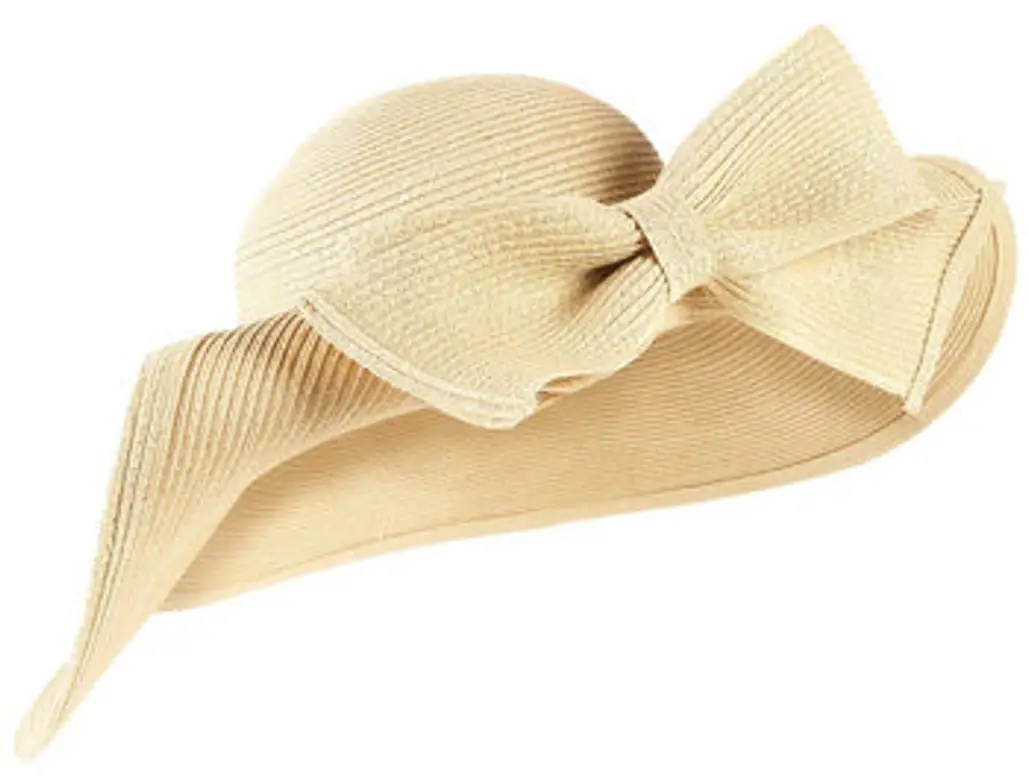 Natural Straw Bow Front Floppy Hat