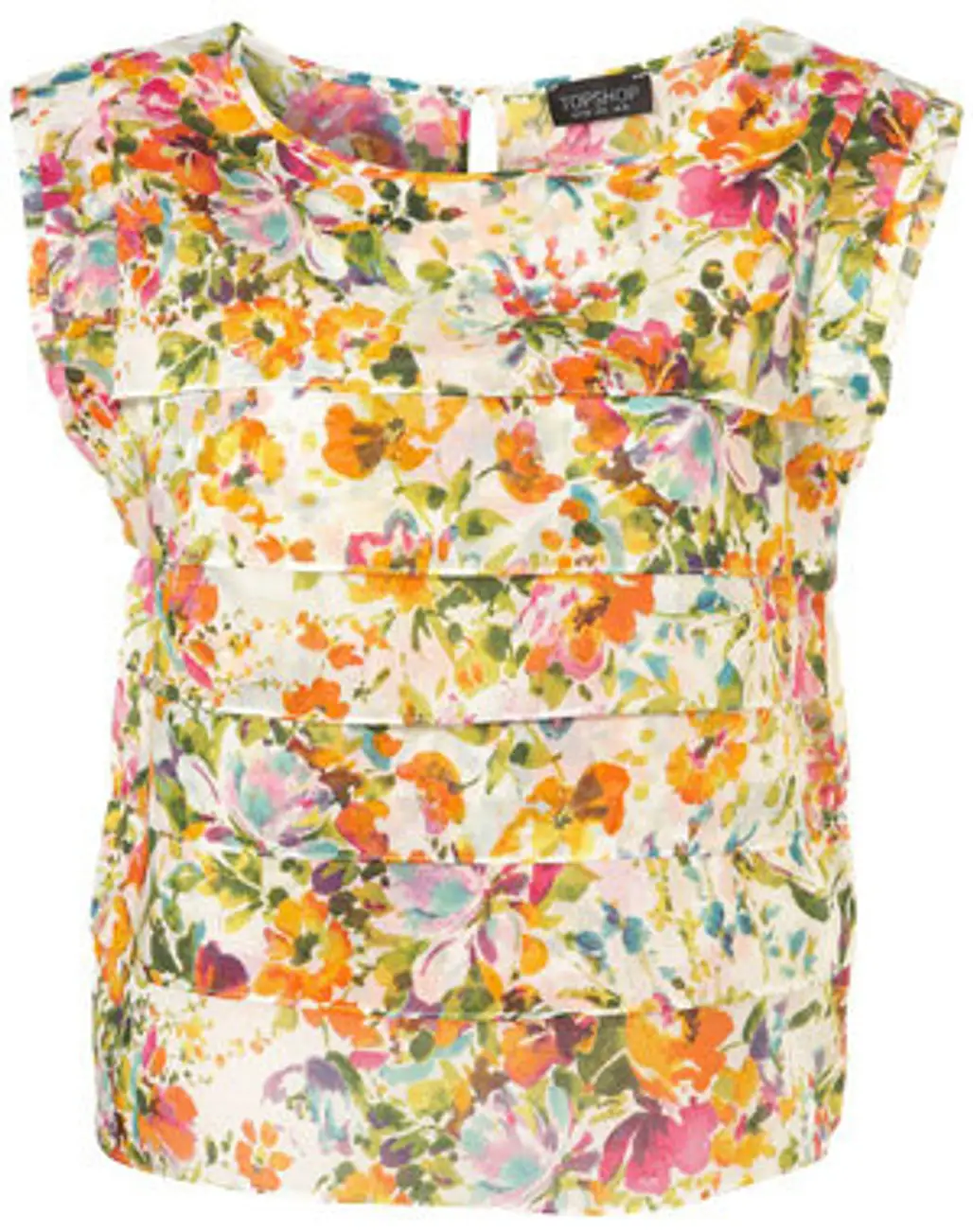 Topshop Bright Floral Tier Front Tee