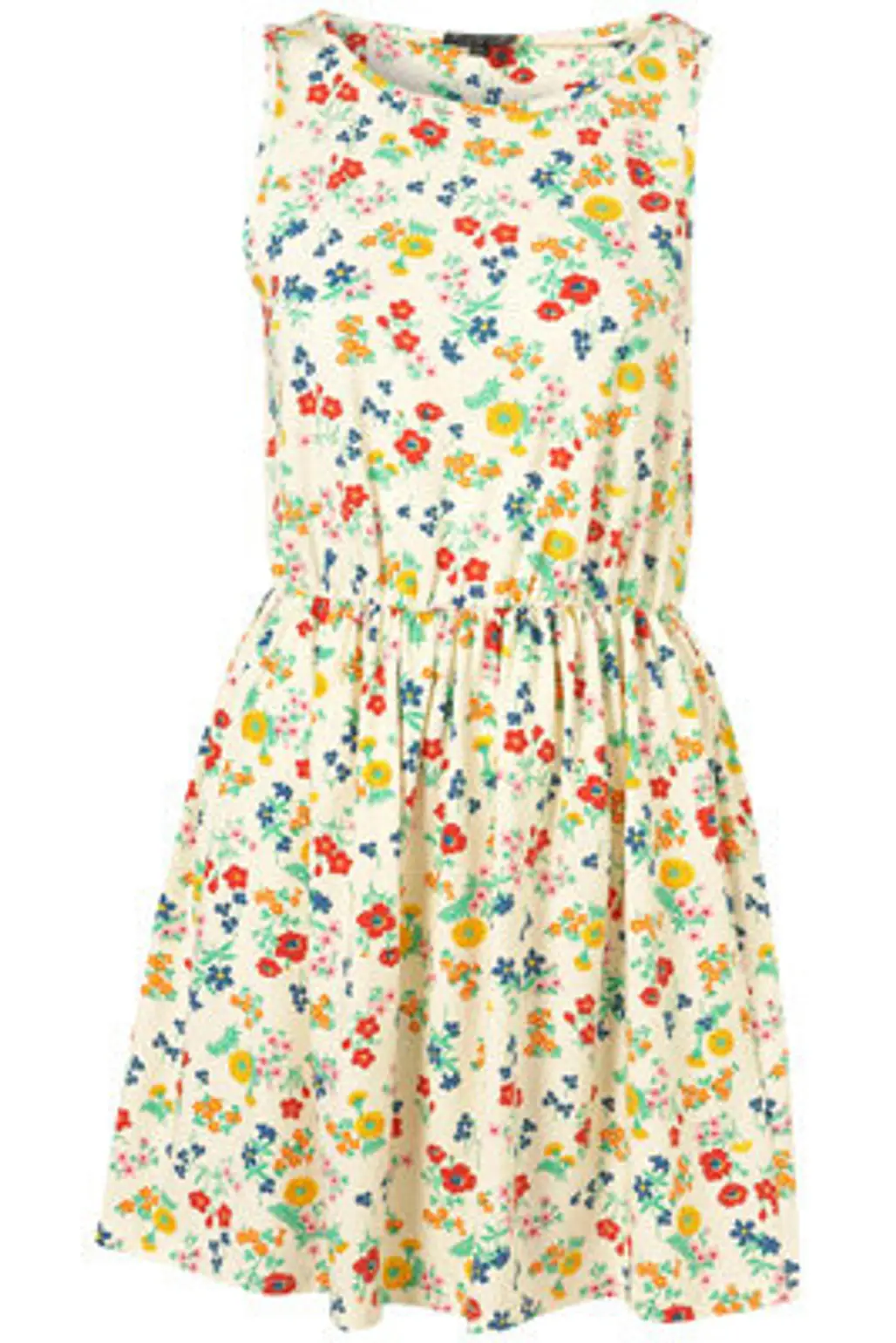 Topshop Cream Floral Meadow Printe Sleeveless Dress