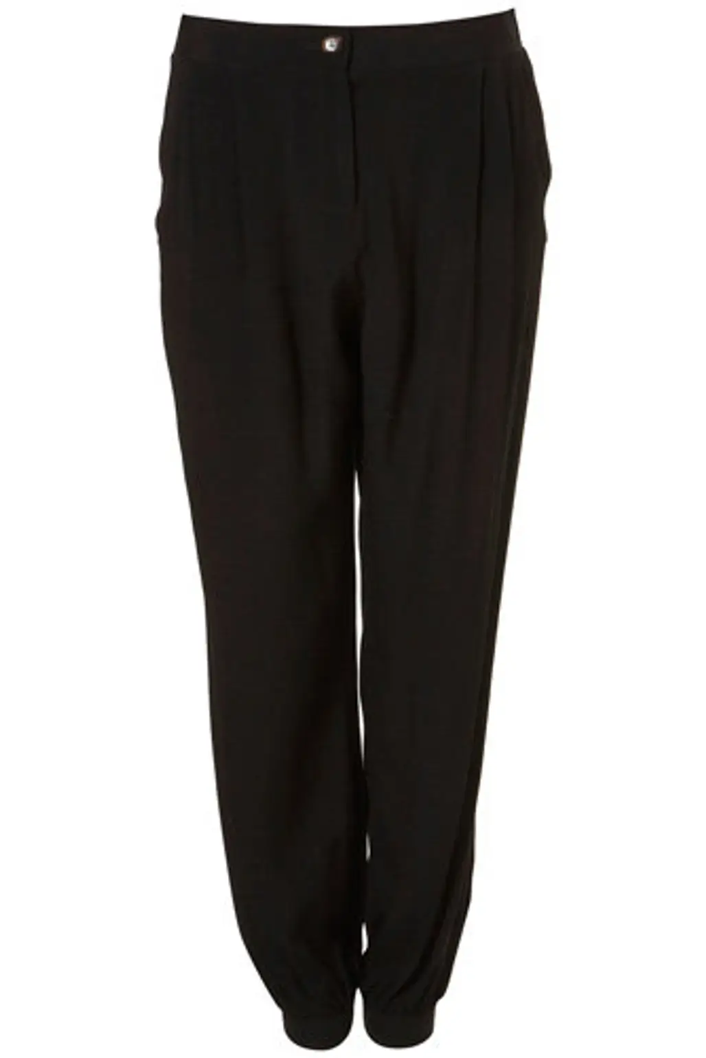 Topshop Black Jersey Cuff Crepe Trousers