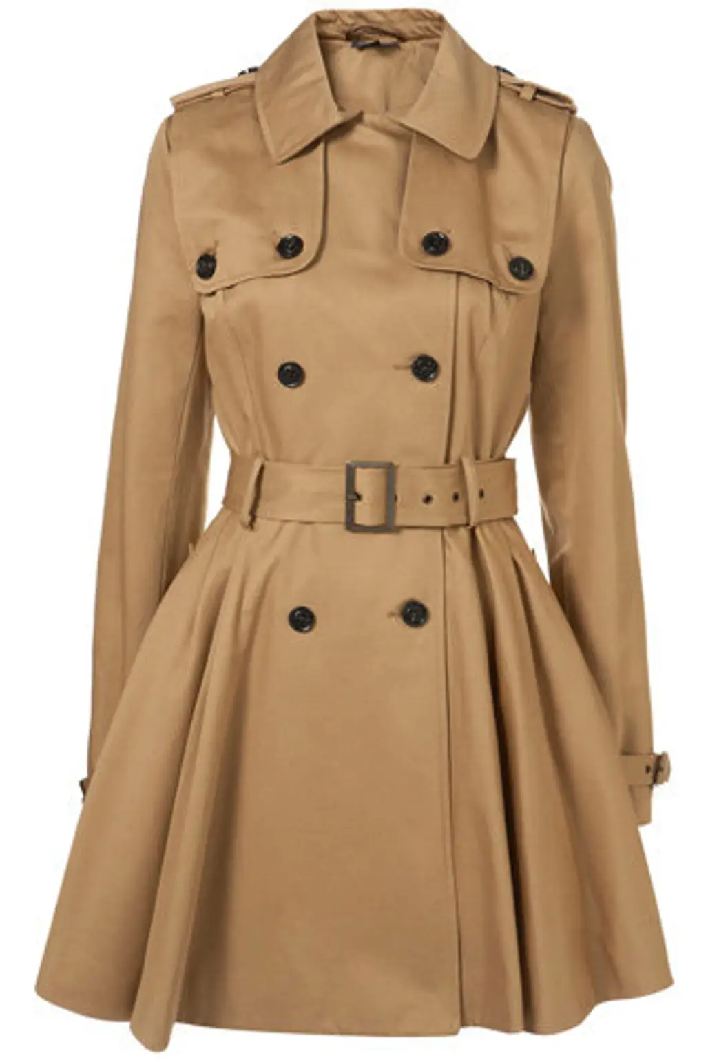 Topshop Light Stone Double Storm Flap Trench Coat