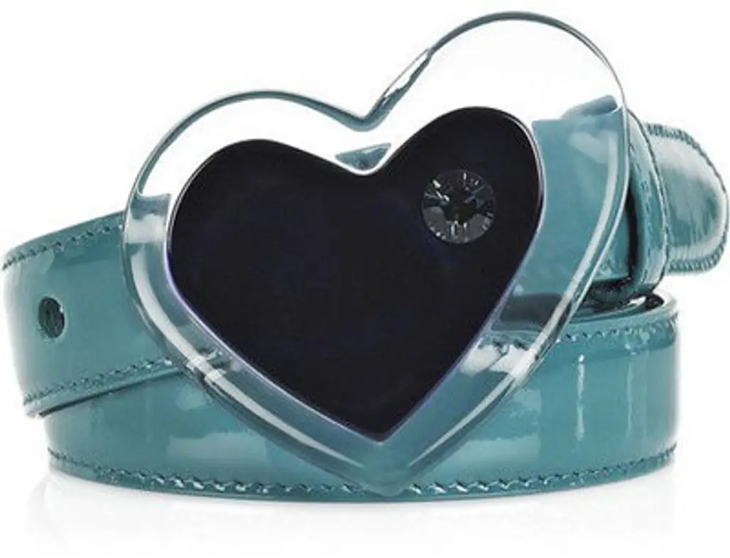 Miu Miu Heart-Embellished Patent-Leather Belt