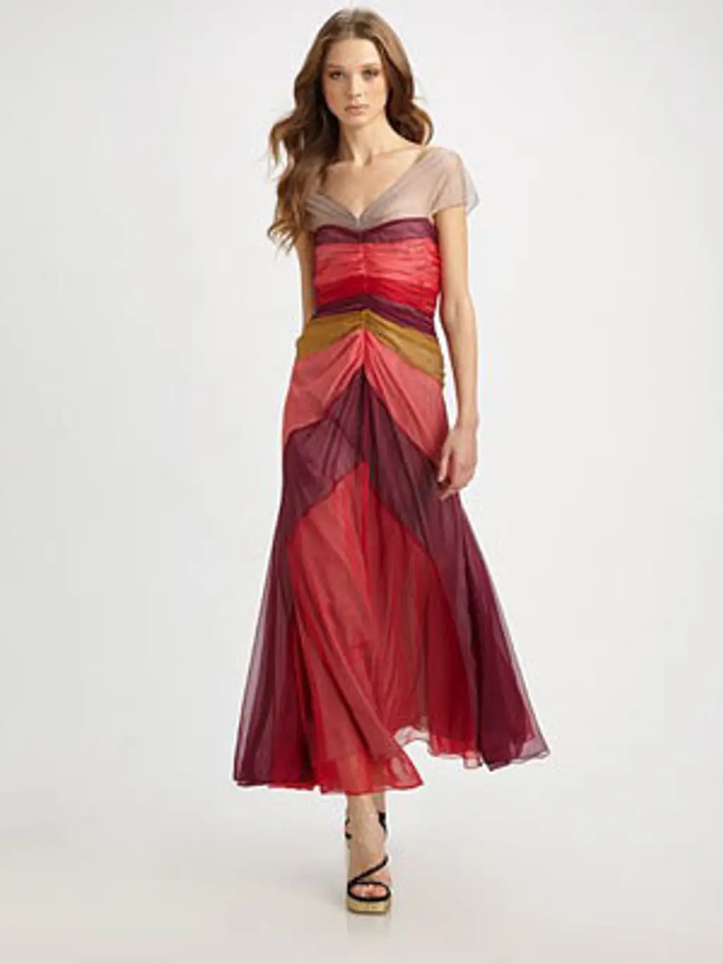 Marc Jacobs Colorblocked Silk V-Neck Dress